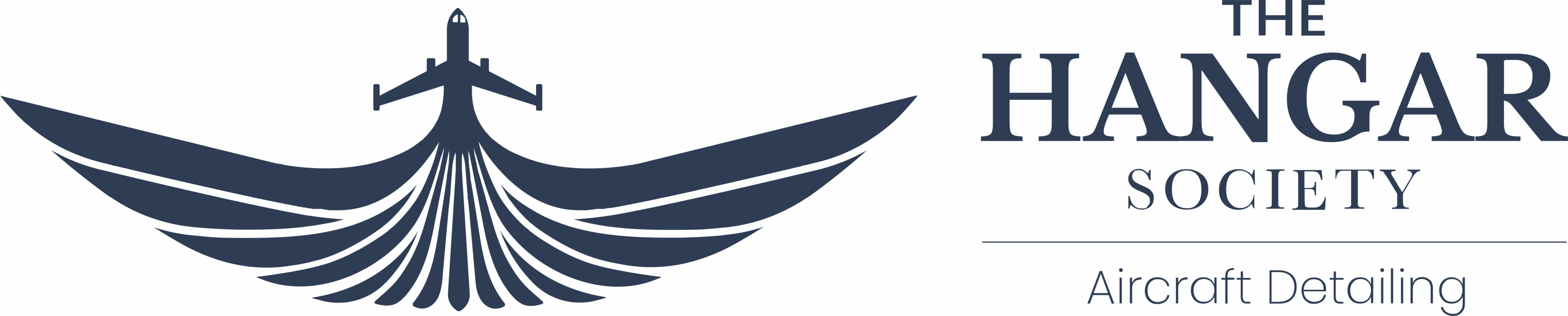 Logo of The Hangar Society, aircraft detailing.